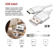 USB kabel 2.0 A/M - C/M 1m bílý (1)