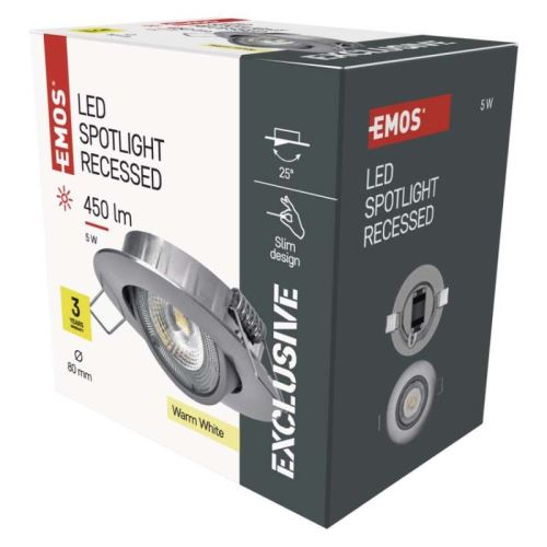 LED bodové svietidlo Exclusive strieborné, 5W teplá biela