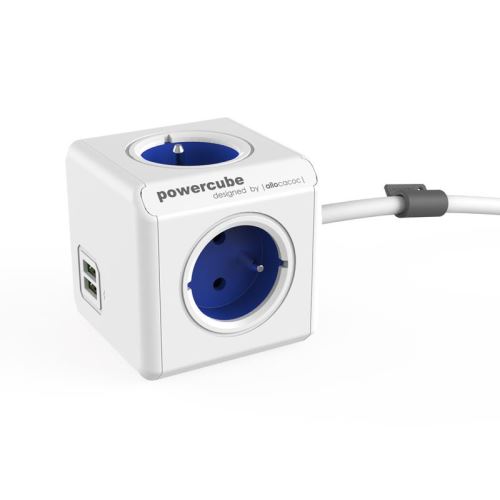 Zásuvka PowerCube EXTENDED USB s káblom 1.5m BLUE
