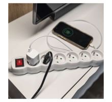 Prodlužovací kabel s vypínačem 6 zásuvky 5m, bílý (5)