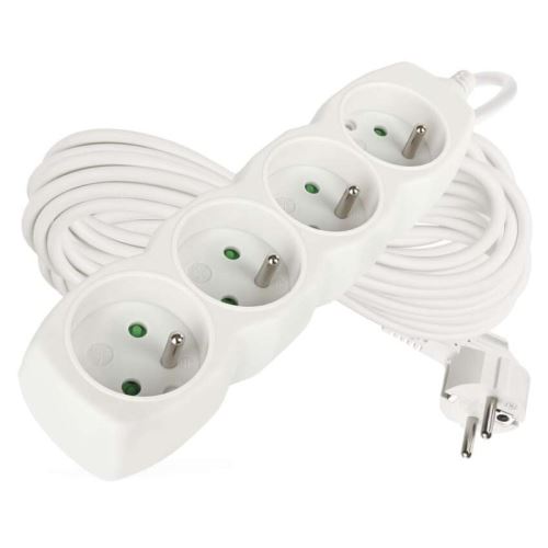 Prodlužovací kabel – 4 zásuvky, 10m, bílý