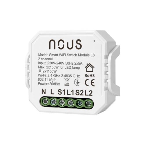 Smart ovladač osvětlení NOUS L8 2-kanálový WiFi Tuya