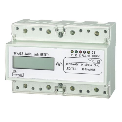 Elektroměr na DIN lištu třífázový digitální měřič spotřeby wattmetr Hütermann HT-3PD