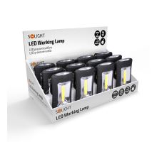 Solight LED svietidlo pracovné, 3W COB + 3 SMD LED, hák + magnet, 3 x AAA (3)