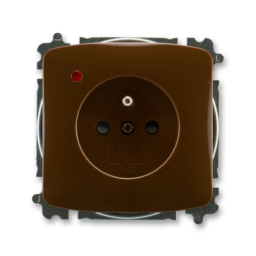 Zásuvka jednonásobná s prepäťovou ochranou s optickou signalizáciou, hnedá, ABB Tango 5599-A02357 H