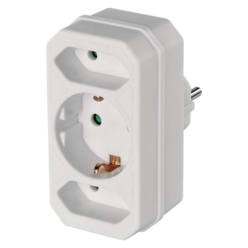 Rozbočovacie SCHUKO zásuvka 2 × plochá + 1 × guľatá, biela