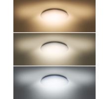 Solight LED stropní světlo Plain, 3CCT, 24W, 1920lm, 3000K, 4000K, 6000K, kulaté, 38cm (1)