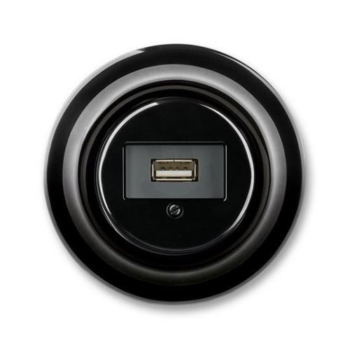 Zásuvka komunikačná USB, čierna, porcelán, ABB Decent 5014K-C00420 N