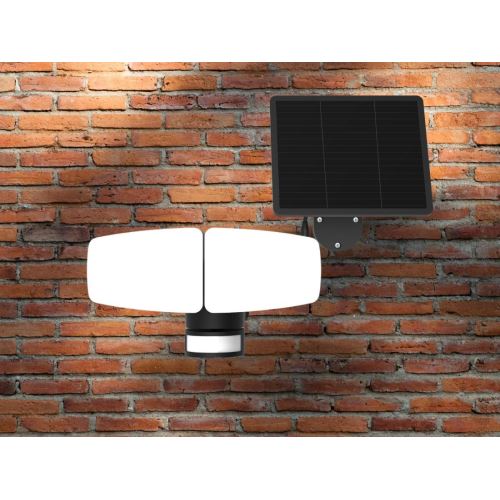 LED černé vnější solární svítidlo se senzorem 12W / 3000K - 4100K - 6500K - LS023