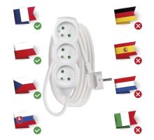 Prodlužovací kabel 3 zásuvky 3m, bílý (3)