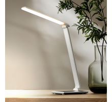 Solight LED stolní lampička stmívatelná, 12W, volba teploty světla, USB, bílý lesk (1)