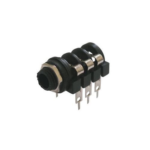 Zdířka 6.3 stereo panel plast+3vyp.kontakty