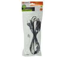 Solight flexo šňůra, 2x 0,75mm2, černá, plochá, vypínač, 3m (1)
