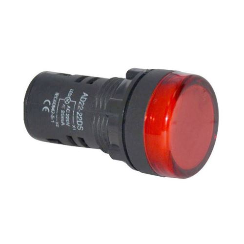 Kontrolka guľatá 230V LED červená 29mm HADEX