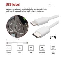 Nabíjecí a datový kabel USB-C 2.0 / Lightning MFi, 1 m, bílý (1)