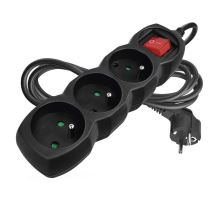 Predlžovací kábel 2 m / 3 zásuvky / s vypínačom / čierny / PVC / 1 mm2