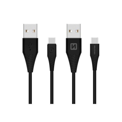 Kábel SWISSTEN USB/USB-C 3.1 1,5m čierny (dlhší konektor 9mm)