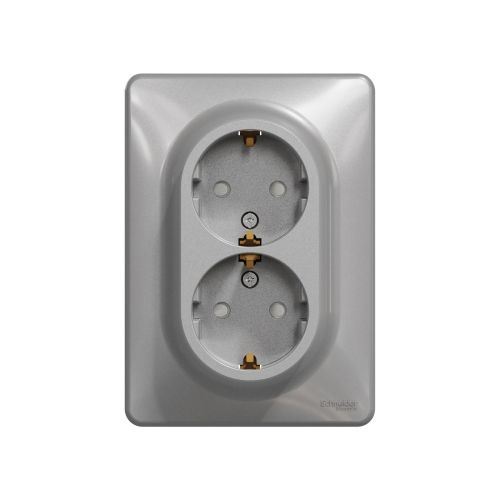 Sedna Design zásuvka 2-násobná clonky SCHUKO rámeček šroub. aluminium
