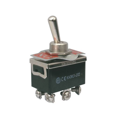Prepínač páčkový 2pol./6pin ON-ON 250V/10A skrutka.