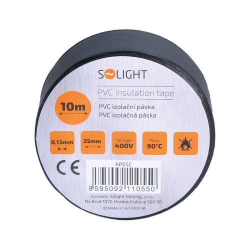 Solight izolačná páska, 25mm x 0,13 mm x 10m, čierna