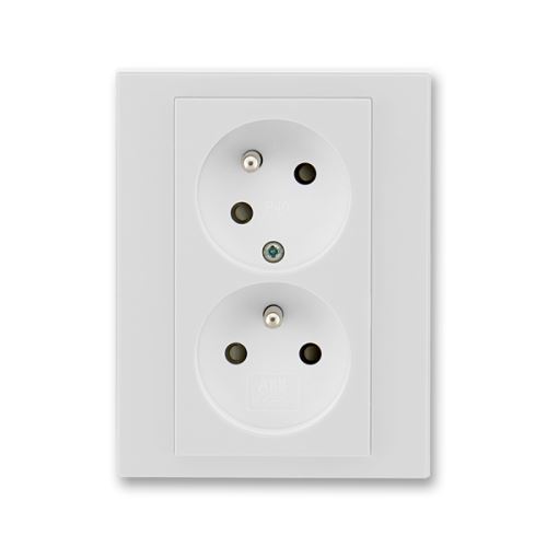 Zásuvka dvojnásobná, s clonkami, s natočenou dutinou, šedá/bílá, ABB Levit 5513H-C02357 16