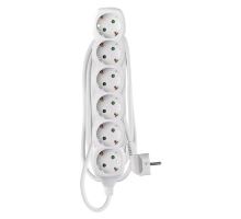 Prodlužovací kabel 2 m / 6 zásuvek / bílý / PVC / 1 mm2