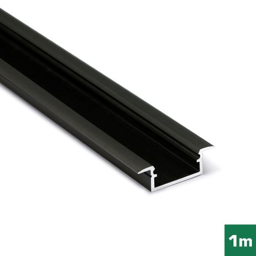 AL profil FKU14 J/S pro LED, bez plexi, 1m, černý elox