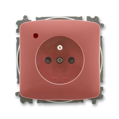Zásuvka jednonásobná s prepäťovou ochranou s optickou signalizáciou, vresová červená, ABB Tango 5599-A02357 R2