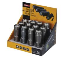 COB LED ruční kovová svítilna P4705, 100 lm, 3× AAA, 12 ks, display box