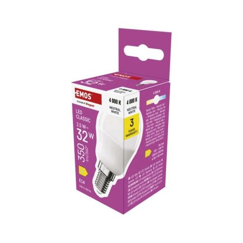 LED žárovka Classic Mini Globe / E14 / 2,5 W (32 W) / 350 lm / neutrální bílá