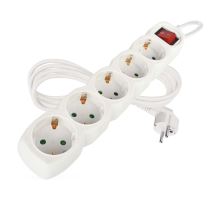 Predlžovací kábel 2 m / 5 zásuviek / s vypínačom / biely / PVC / 1 mm2