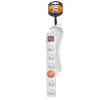 Solight prodlužovací přívod, 6 zásuvek, bílý, vypínač, 2m (3)