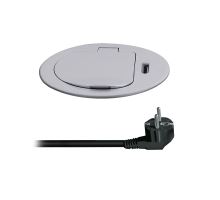 Solight 1z + USB-C 20W PD vestavná zásuvka, 2m, stříbrná Solight 1z + USB-C 20W PD vestavná zásuvka, 2m, stříbrná