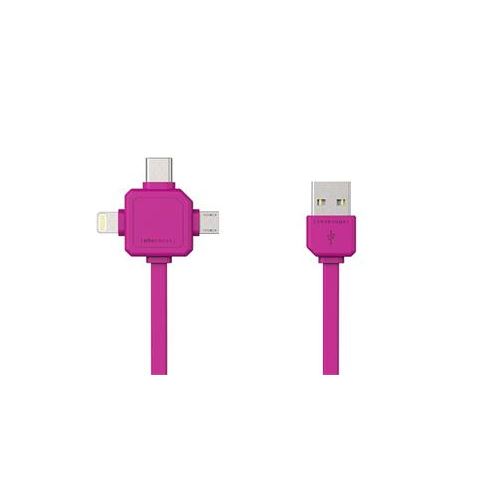 Kabel ALLOCACOC USB/Micro USB/USB C-TYPE/Lightning růžový