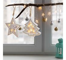 Solight LED vánoční hvězda, dřevěný dekor, 6LED, teplá bílá, 2x AAA  1V45-S (5)