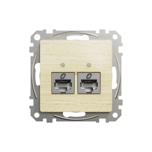 Sedna Elements zásuvka datová 2-násobná RJ45 Cat.6A STP bříza
