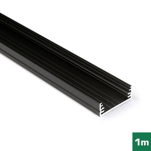 AL profil FKU15 G/W pro LED, bez plexi, 1m, černý elox