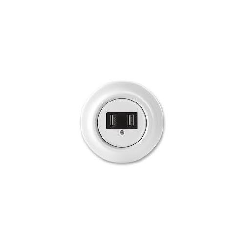 Prístroj nabíjací USB, biela, porcelán, ABB Decent 5014K-C00002