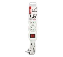 Prodlužovací kabel s vypínačem 3 zásuvky 1,5m, bílý (3)