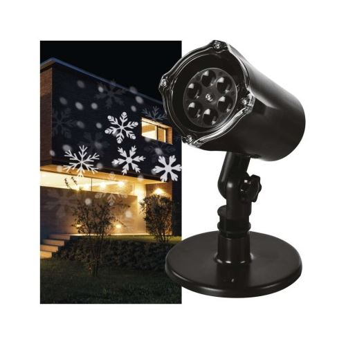 LED dekoratívny projektor – vločky, vonkajšie aj vnútorné, studená biela