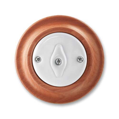 Přepínač střídavý, otočný, bílá/třešeň, porcelán, ABB Decento 3560K-C06345 52