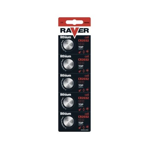 Lítiová gombíková batéria RAVER CR2032, blister
