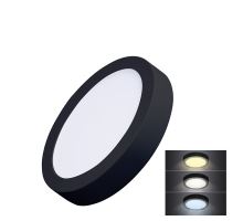 Solight LED mini panel CCT, přisazený, 12W, 900lm, 3000K, 4000K, 6000K, kulatý, černá barva Solight LED mini panel CCT, přisazený, 12W, 900lm, 3000K, 4000K, 6000K, kulatý, černá barva