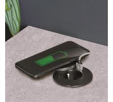 Solight vstavaná zásuvka + USB A + C + Wireless 10W, otočné viečko, kábel 2m, čierna (5)