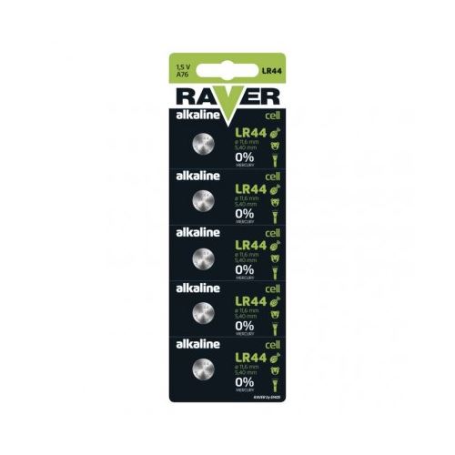 Alkalická gombíková batéria RAVER LR44 (A76), blister