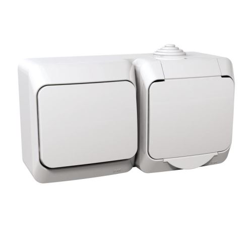 Cedar Plus zásuvka+spínač 1 IP44 bílá