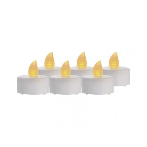LED dekorace – čajová svíčka bílá, CR2032, vnitřní, vintage, 6 ks