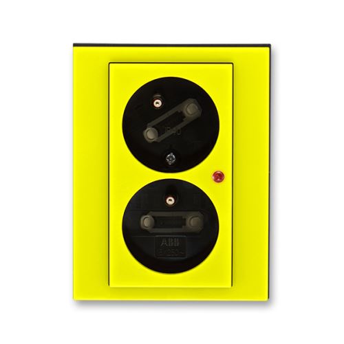 Zásuvka dvojnásobná s ochranou pred prepätím, žltá / dymová čierna, ABB Levit 5593H-C02357 64