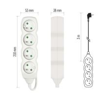 Prodlužovací kabel – 4 zásuvky, 3m, bílý (11)