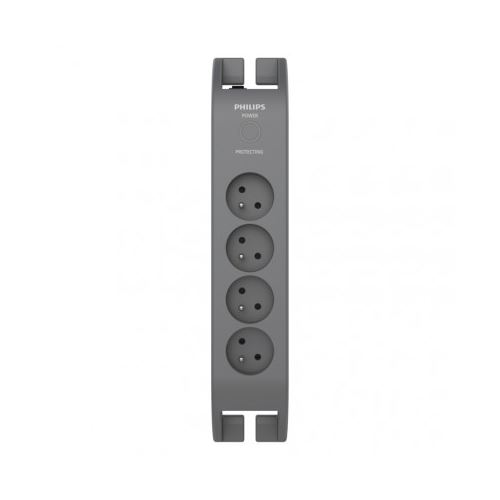 Prepäťová ochrana PHILIPS - 4 zásuvky, 2m, šedá